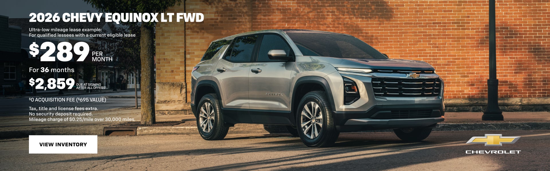 2026 Chevy Equinox LT FWD. Ultra-low mileage lease example: For qualified lessees with a current ...